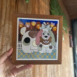 Vintage Gailstyn Sutton Ceramic Tile Trivet Dog with a Bone